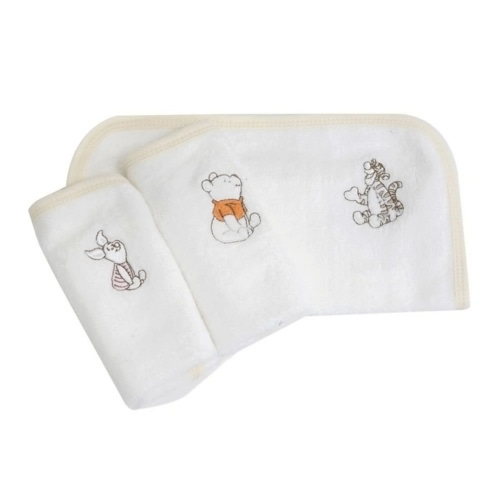 Winnie the Pooh Face Washers 3 Pack in White