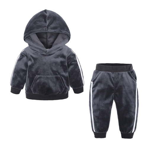 Diufon Kids Velvet Hooded Tracksuit Toddler Baby Fleece Long Sleeve Sweatshirt and Pants Fall Winter Warm Outfits