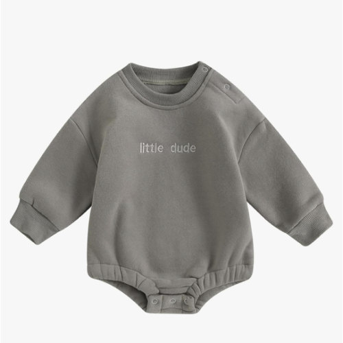 VISGOGO Newborn Infant Baby Boy Girls Oversized Romper Little Dude Sweater Onesie Coming Home Outfit Neutral Clothes