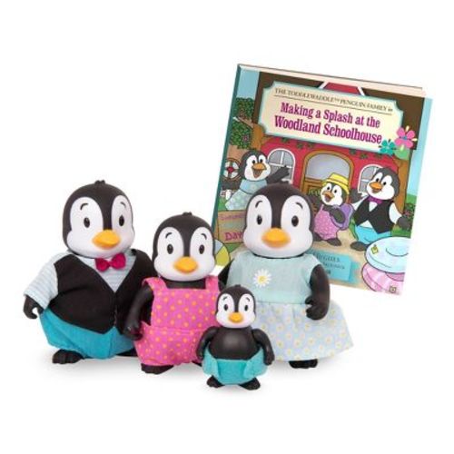 Li'l Woodzeez Miniature Animal Figurine Set –&nbsp; The Toddlewaddle Penguin Family: Includes Storybook & Figures