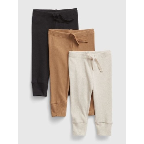 GAP Baby 100% Organic Cotton Ribbed Pants (3-Pack) in oatmeal heather