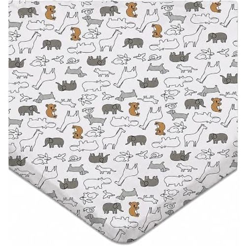 SheetWorld Baby Fitted Bassinet Sheet Fits Nuna Mixx, Bugaboo Fox, UPPAbaby 12 x 29, 100% Cotton Jersey, Baby Animals, Made in USA