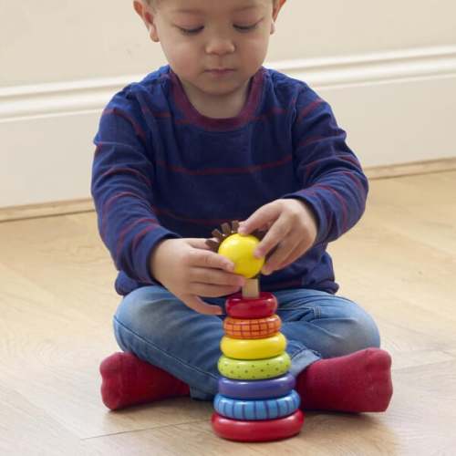Orange Tree Toys: Stacking Ring: Lion - 7 Ring Wooden Puzzle Toy - Orange Tree Toys | Maisonette