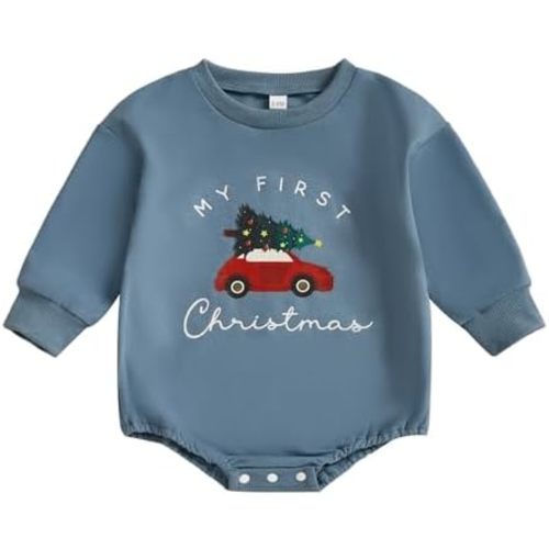 MERSARIPHY Baby Christmas Clothes Baby Boy Girl Sweatshirt Romper Santa Baby Romper Tops Fall Winter Outfits
