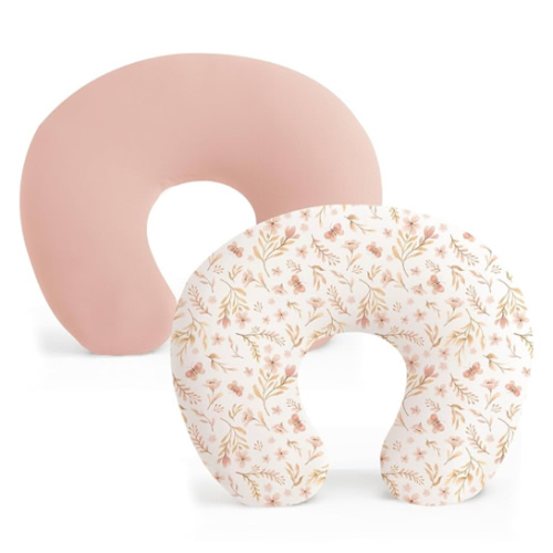 Konssy 2 Pack Nursing Pillow Covers, Stretchy and Soft Nursing Cover for Breastfeeding, Pillow Slipcover for Baby Girls Boys Newborn (Pink Spring, Pink)
