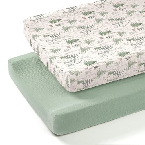 lulumoon Muslin Changing Pad Cover: 32x16 Fit Standard Rectangle Pad