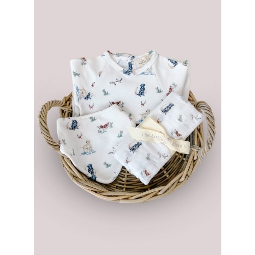 Dog Print Organic Cotton Baby Gift Set (3 items) | Free gift wrapping & gift message