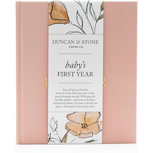 Baby First Year Book - Heirloom Keepsake Baby Memory Book to Record Important Milestones, Photos & More - Baby Keepsake Books (Dusty Rose,112 Pages)