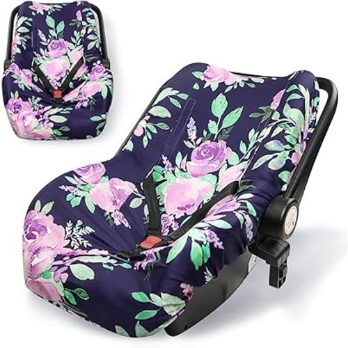 TANOFAR Baby Car Seat Cover Liner, Infant Carseat Cover Liner and Protection for Boys Girls, Universal Fit Car Seat Protective Cover, Soft Comfortable, Machine Washable, Purple Flowers
