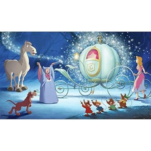 RoomMates Disney Princess Cinderella Carriage Spray and Stick Wall Mural, Ultra Removable Prepasted Water-Activated Wallpaper Mural, 10.5 ft in x 6 ft