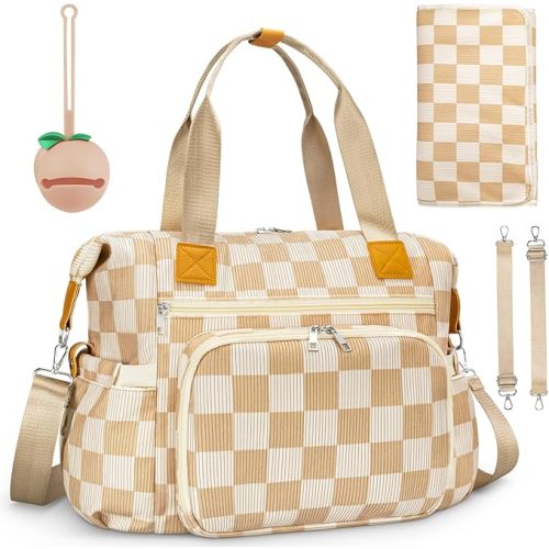 Diaper Bag Tote, Puffer Diaper Tote Bags for Women Lightweight Travel Work Hospital Baby Bag Crossbody Mommy Bag