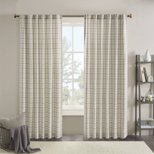 Madison Park Anaheim Woven Plaid Room Darkening Thermal Fleece Lined Single Curtain Panel & Reviews | Wayfair