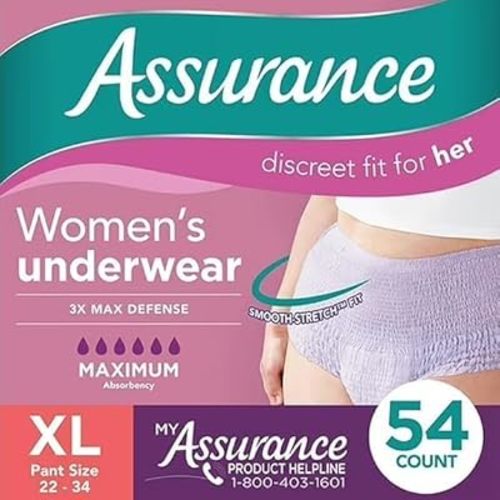 Assurance Women's Incontinence & Postpartum Underwear, XL, Maximum Absorbency (54) Count.
