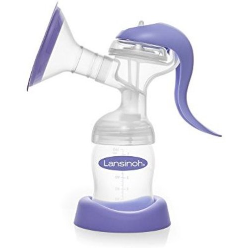 Lansinoh Manual Breast Pump with Stimulation and Expression Modes, Single Pump Included, Hand Pump for Breastfeeding, Quiet for Travel, Pumping Essentials