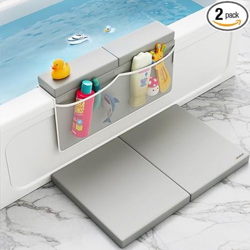 Bath Kneeler, Baby Bath Kneeler and Elbow Rest Pad Set, Kneeling Pad for Bathing Baby, Knee Pads for Bathing Babies (Gray, X-Large (22 Inches × 15 Inches))