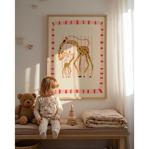 Gertie Giraffe Print: Colorful Kids Nursery Art