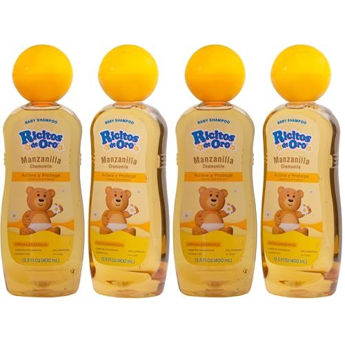 Ricitos de Oro, Baby Shampoo Cleansing and Lightening Baby Shampoo with Chamomile, Paraben Free, Hypoallergenic of 13.5 FL Oz Each,(Pack of 4)
