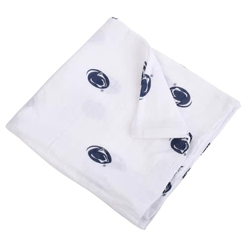 Three Little Anchors Penn State University Muslin Swaddle Blanket – Officially Licensed PSU Baby Blanket, Large 47x47 Inch Newborn Swaddle for Nittany Lions Fans