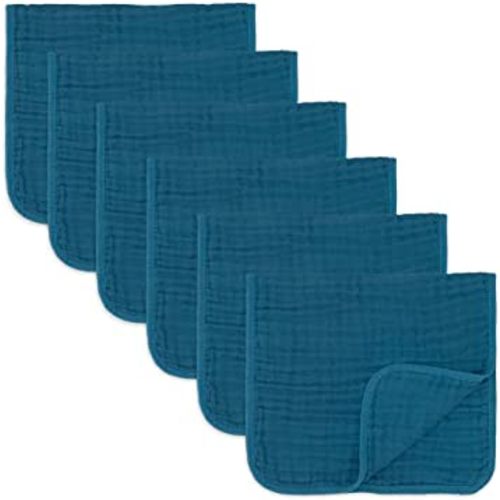 Comfy Cubs Muslin Burp Cloths Large 100% Cotton Hand Washcloths for Babies, Baby Essentials 6 Layers Extra Absorbent and Soft Boys & Girls Baby Rags for Newborn Registry (Neptune, 6-Pack, 20" X10")