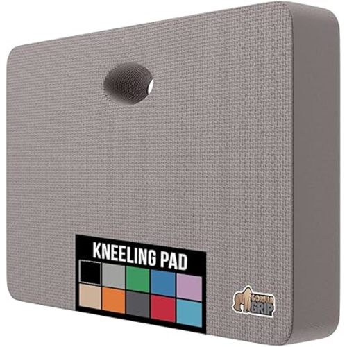 GORILLA GRIP Extra Thick Patent Pending Kneeling Pad, 17.5 x 11 Inch Supportive Soft Foam Knee Cushioning - Water Resistant, Bathing Baby, Gray