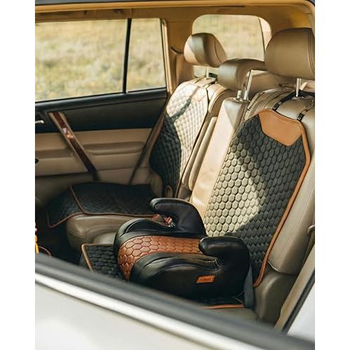 Owleys Premium Leather Car Seat Protector for Child Car Seat Cover from Dirt Scratches - Infant Car Seat Protector for Back Seat/Front Booster Seat Protector Under Baby Car Seat Waterproof 1pc Hexy