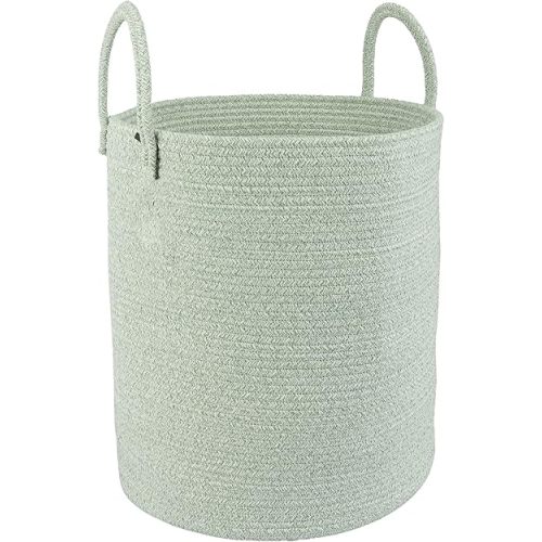 Large Laundry Hamper, Laundry Hamper for Toys, XICEN Tall Woven Laundry Basket for Clothes, Blanket Storage Basket for Living Room, 38cm * 45cm (Green)