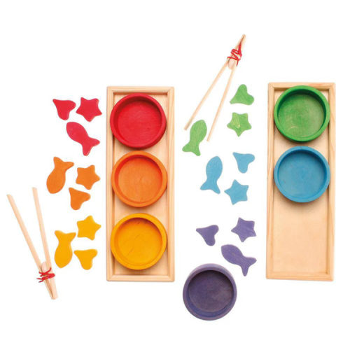 Grimm’s Blocks | Wooden Rainbow Bowls Sorting Game