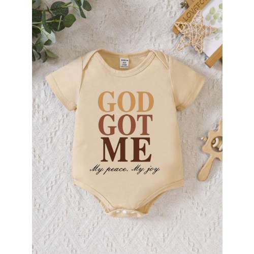 SHEIN Vintaside Kids Newborn Baby Boy's Casual Wearable Basic Bodysuit With Fun Letter Pattern