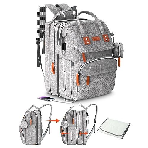 ISMGN Extra Large Diaper Bag Backpack, Expandable Diaper Bag, Twin Diaper Bag