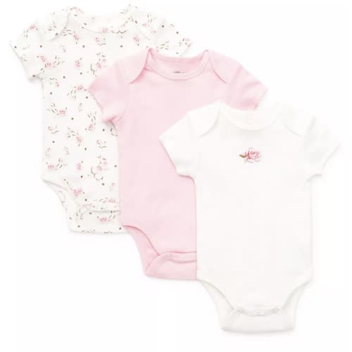 Girls' Rose Bodysuits, 3 Pack - Baby