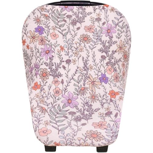 Baby Car Seat Cover Canopy and Nursing Cover Multi-Use Stretchy 5 in 1 Gift "Flora" by Copper Pearl