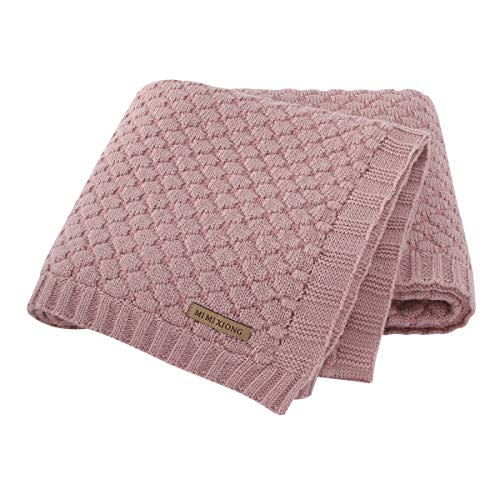 mimixiong Baby Blanket Knitted Soft Swaddling Receiving Baby Blankets for Crib Stroller Nude Pink 40x30 Inches…