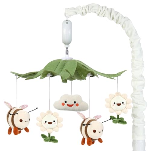 Baby Crib Mobile with Music, Nursery Mobile for Crib Bassinet | Gender Neutral Rotating Mobile,12 Soothing Lullabies & Detachable Plush Animal Toys, Nature Theme Newborn Essentials Gift