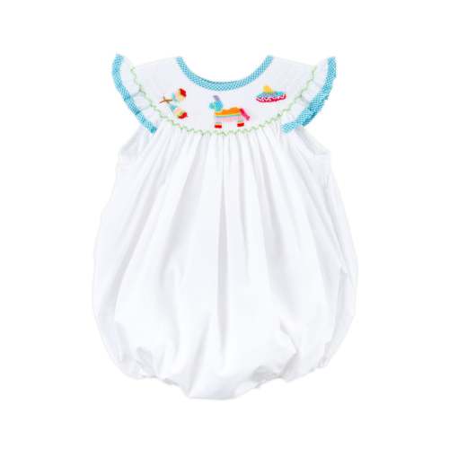 Time To Fiesta Smocked White Bubble