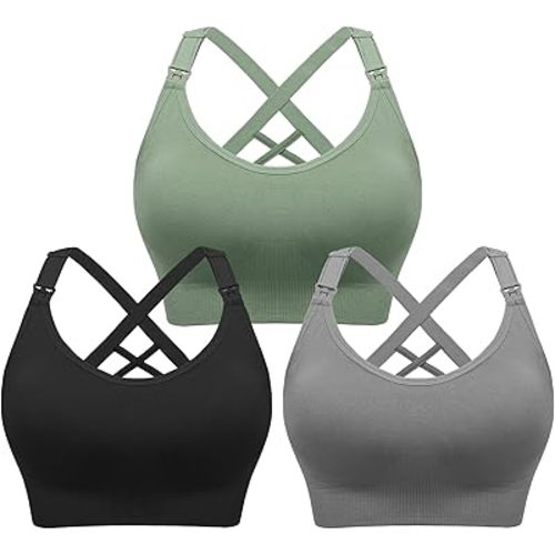 Angelhood Nursing Bras for Breastfeeding, Seamless Nursing Sports Bra Support Yoga Maternity Bras Pregnancy Sleep Bralette