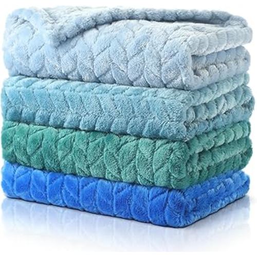 Frienda 4 Pcs Baby Fuzzy Blanket Fluffy Baby Blanket for Boys Girls Soft Warm Infant Newborn Toddler Receiving Nursery Bed Supplies, 32 x 24 Inch(Blue Color)