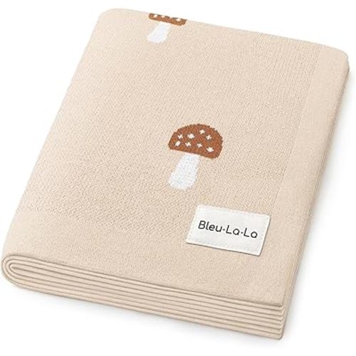 Unisex Baby Swaddle Blanket 100% Cotton Buttery Soft Cozy Receiving Swaddle Stroller Blanket for Shower Gift Registry for Newborns, Infants, Toddlers (Mushroom - Cream)