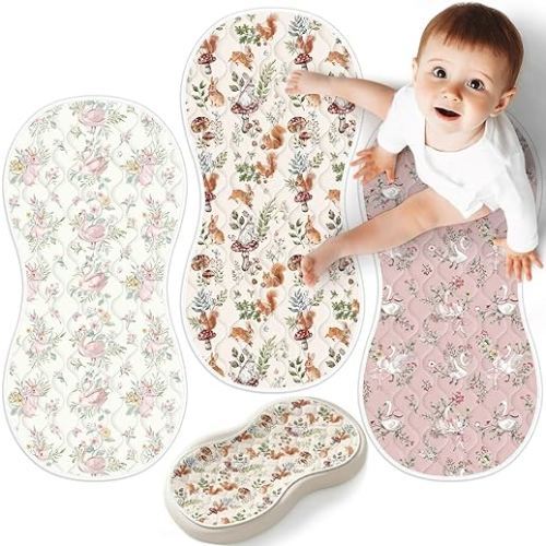 Enifine Viscose from Bamboo Changing Pad Liners for Peanut Changer 3 Pack, Waterproof Non-Slip Baby Changing Table Pad, Super Absorbent & Machine Washable, 28.5x13