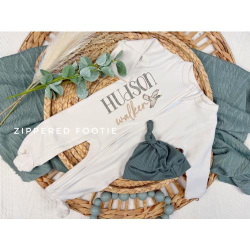 Mallard duck baby outfit, newborn coming home outfit for boy, duck baby footie