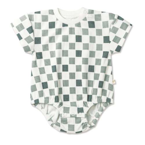 MakeMake Organics - Short Sleeve Bubble Romper - Chequered