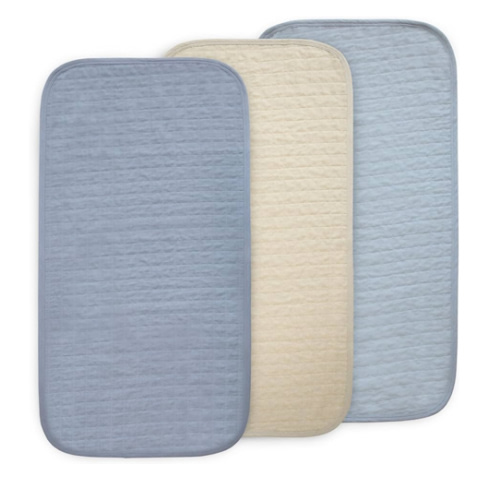 mushie Water Repellent Changing Pad Liners | Made with Organic Cotton | Set of 3 (Blue Combo)