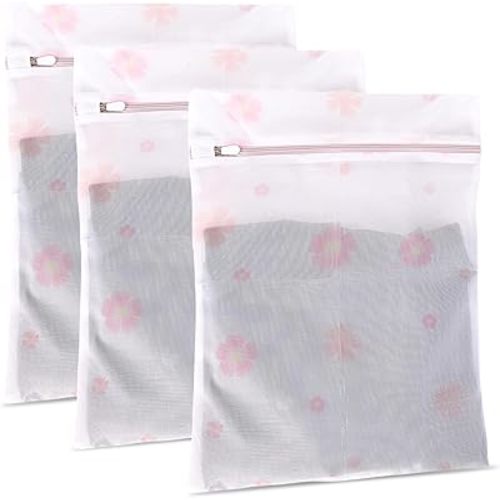 Durable Mesh Laundry Bag, Durable Laundry Bags with Premium Zipper (Flowers)