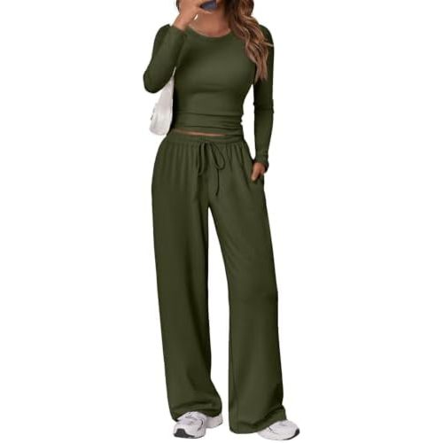 Trendy Queen Women's 2 Piece 2026 Fall Fashion Lounge Set with Pockets