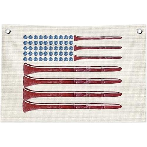 Vintage Sports Wall Decor, Golf Balls American Flag Canvas Banner Wall Art Decorations for Kids Boys Room Nursery Bedroom Playroom, 30x20 in
