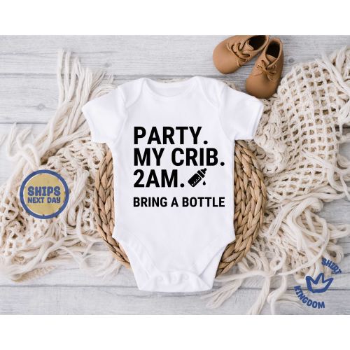 Party At My Crib Bodysuit, Funny Baby Clothes, Cute Bodysuit, Baby Boy Clothes, Baby Girl Bodysuit, Baby Girl Clothes, Baby Boy Bodysuit