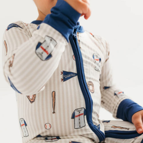 Blue Baseball Zipper Romper – In My Jammers