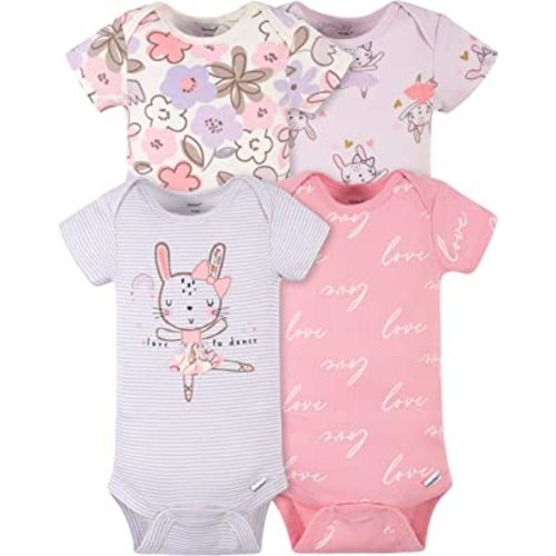 Gerber baby-girls 4-pack Short Sleeve Onesies Bodysuits (0-3M)
