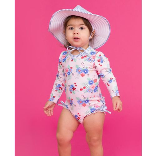 Floral Long Sleeve One Piece Rash Guard