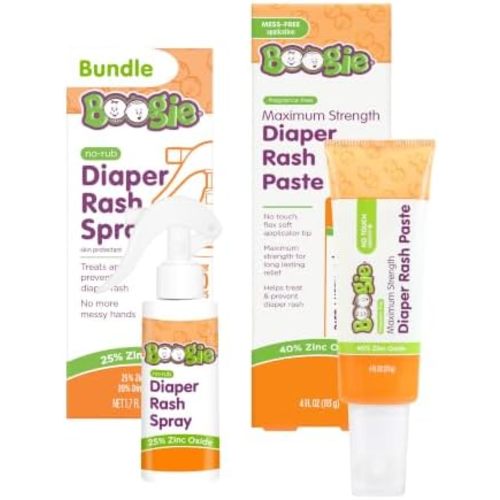 Boogie Diaper Rash Relief Bundle, No-Rub Spray & Maximum Strength Paste