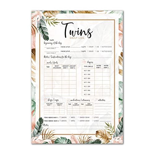 Baby Log for Twins - Newborn Twins - 50 Pages - Twins Sleep Schedule, Breastfeeding Log Book, Memory Books for Mom, Nanny Daily Log - Baby Journal Memory Book, Mom Journal, 50 Pages
